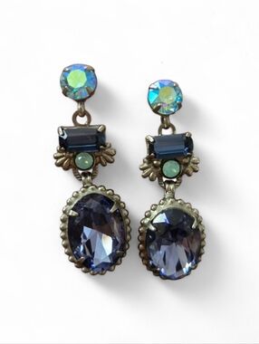 Blue Crystal Drop Earrings - Elegant Women's Jewelry